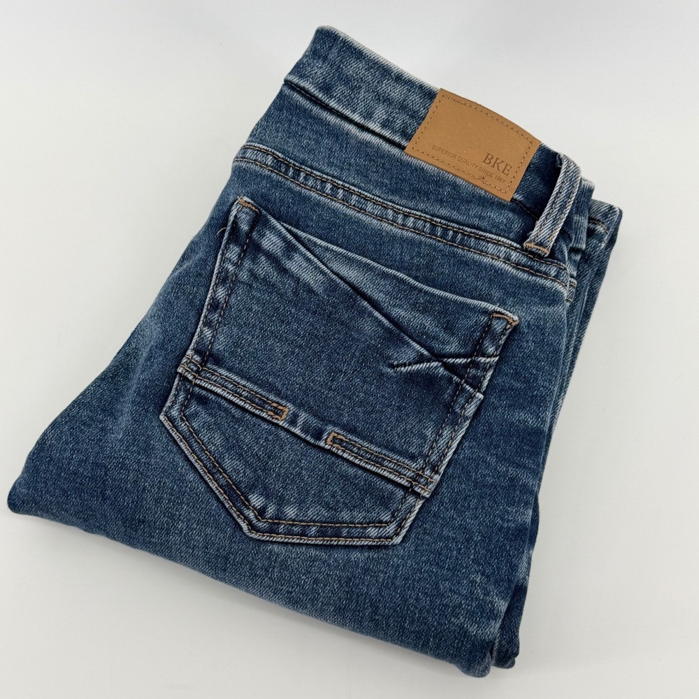 BKE Stella Slim Fit Low Rise Straight Leg Jeans Medium Wash Blue Denim